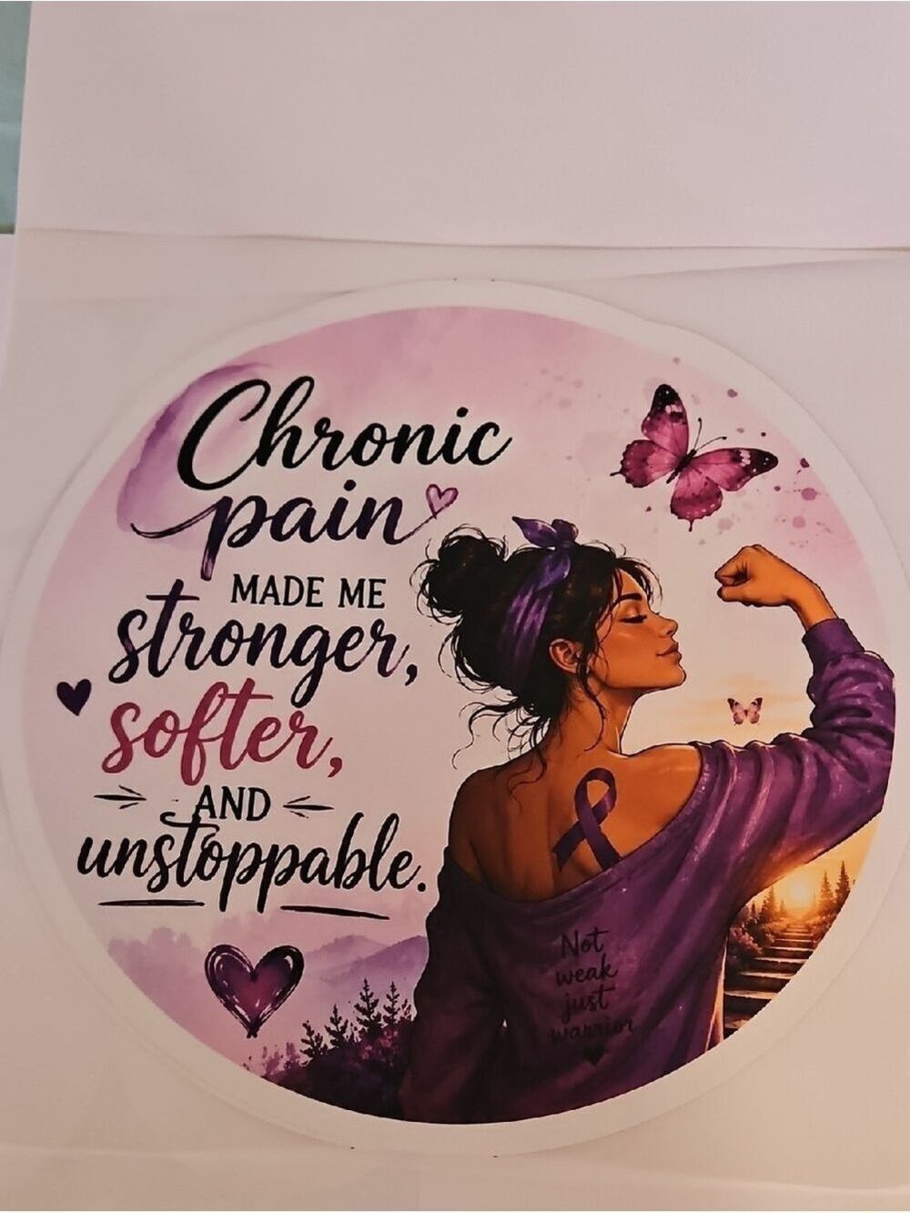 Chronic Pain Warrior DTF Transfer Iron On Applique Purple Butterfly Patch 10x10 - Picture 11 of 17